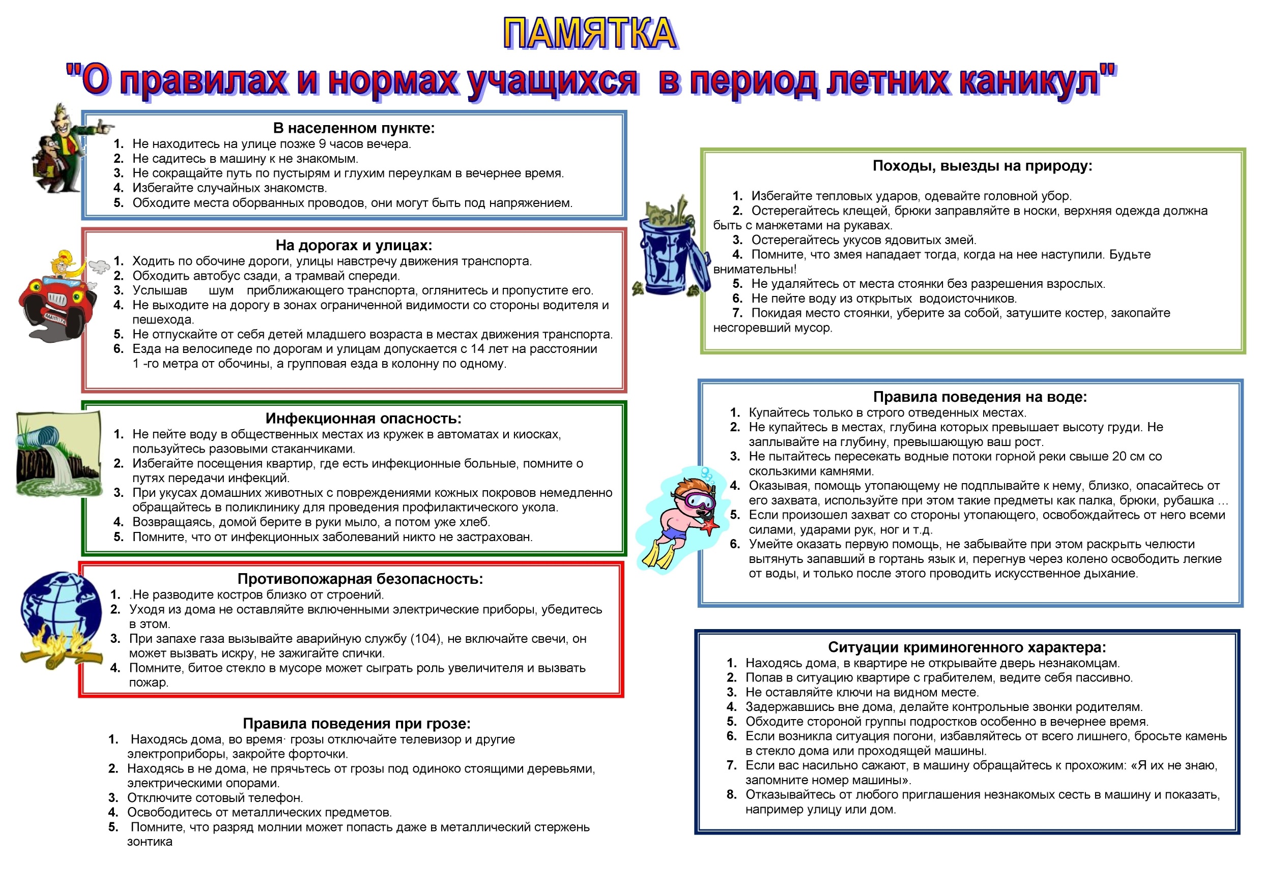 Памятка &amp;quot;О правилах и нормах обучающихся в период летних каникул&amp;quot;.